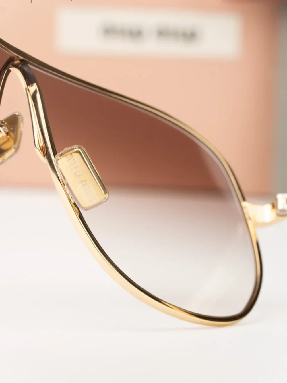 Miu Miu Men Sunglasses Gold Brown Gradient Pilot MUA56S 5AK90L NEW AUTHENTIC